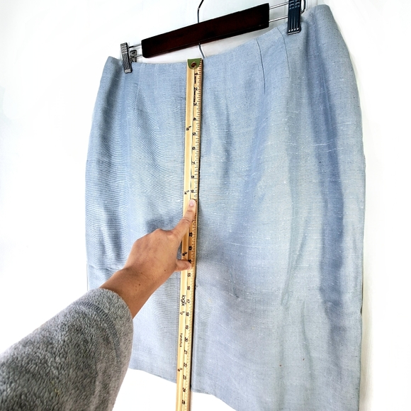 Linda Allard Ellen Tracy Textured Distressed Striated Silk Pencil Skirt Sz 14 - Picture 10 of 12